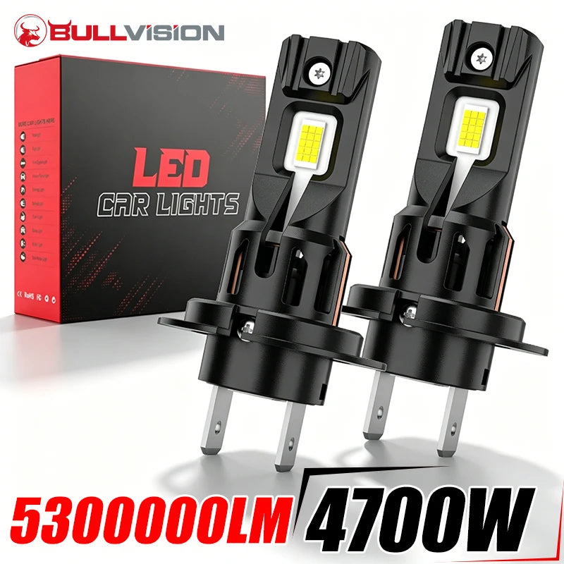 BULLVISION H7 LED Headlights Bulbs 30PCS CSP CHIPS 4700W Canbus 1:1 Mini Diodes Led H7 Uni