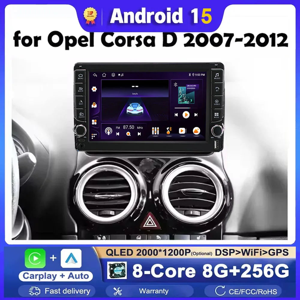 8 Core 4G for Opel Corsa D 2007 - 2012 Car Multimedia Video Player Android 15 Wireless Car | AUTOKITSHOP