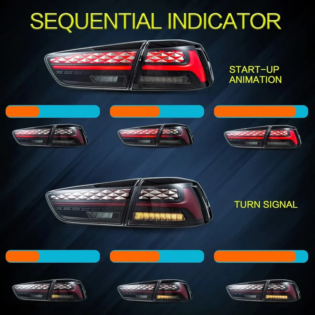 LED Tail Light For Mitsubishi Lancer&EVO X 2008-2020 Rear Lights Scanning Dynamic Animatio