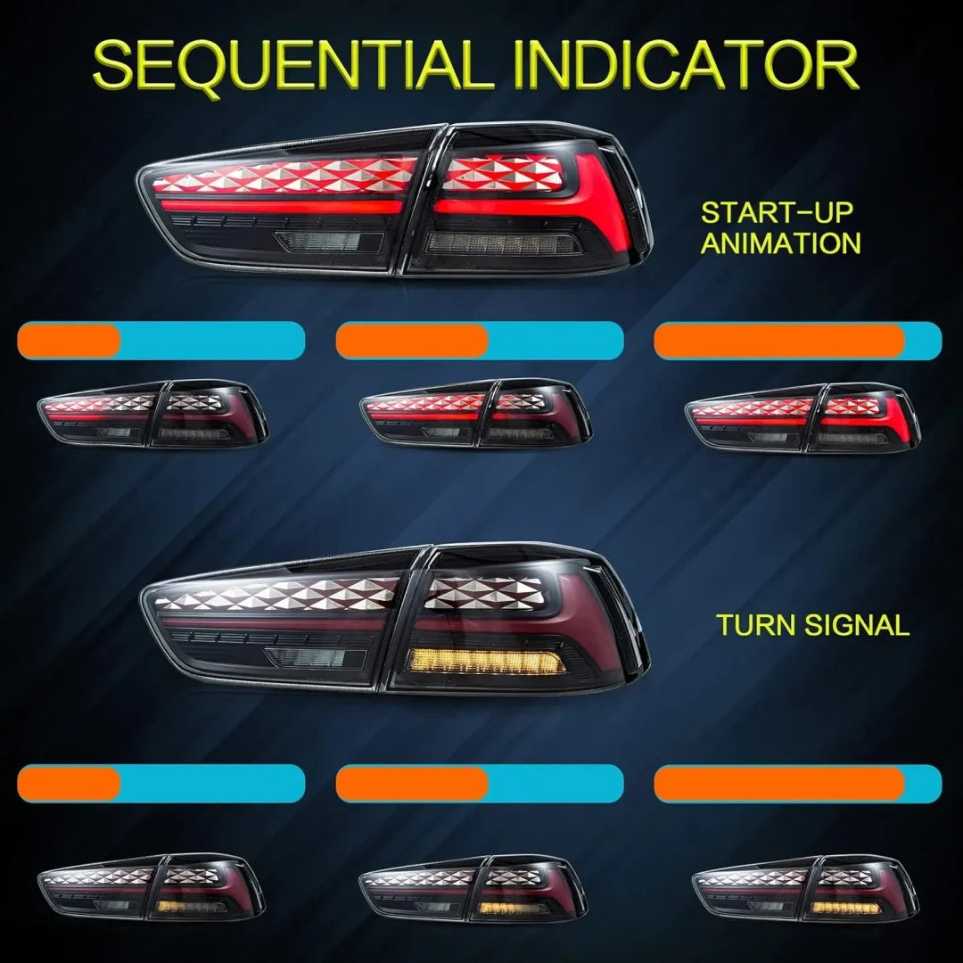LED Tail Light For Mitsubishi Lancer&EVO X 2008-2020 Rear Lights Scanning Dynamic Animatio