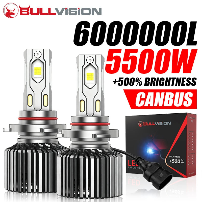 6000000LM H7 H4 Led Headlights CANBUS H11 H8 H9 9012 9006 9005 Turbo 5500W 5570 CSP Chips