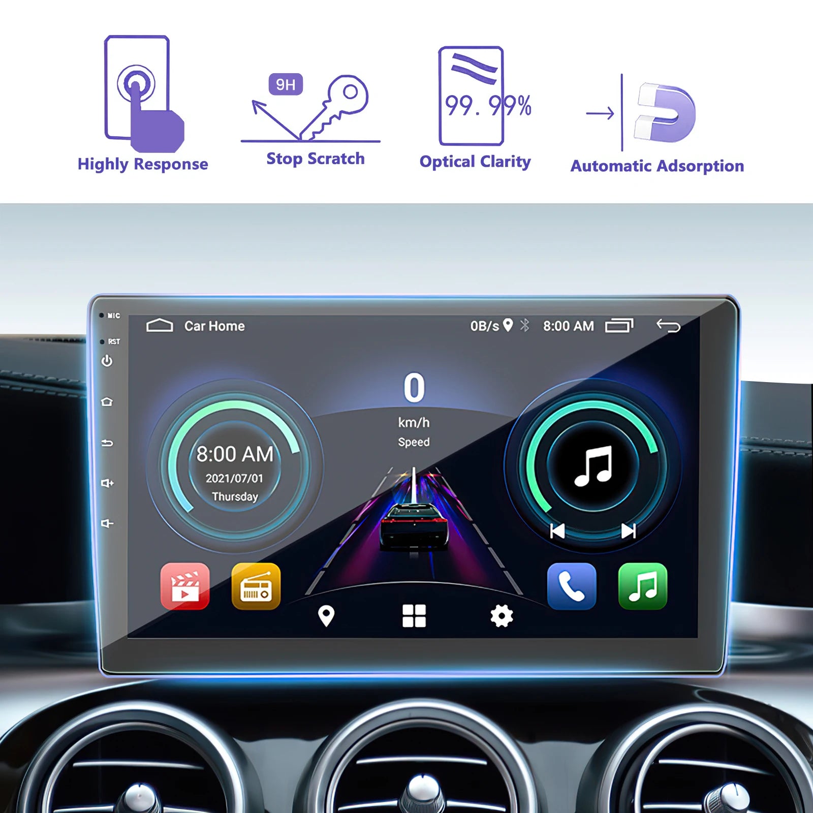 Car Tempered Glass Protective Film Sticker for 9 10.1 Inch Car Radio Stereo DVD GPS Touch  | AUTOKITSHOP