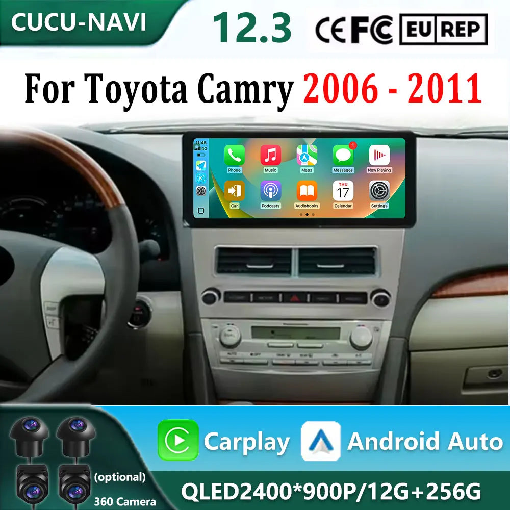 Navigation GPS Android 16 Carplay for Toyota Camry 2006 - 2011 DSP Stereo WiFi Car Radio M | AUTOKITSHOP