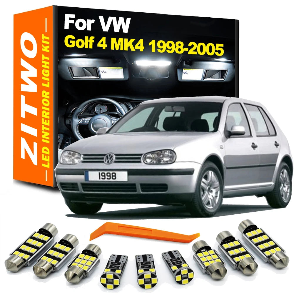 13Pcs Car Interior Bulb Kit For Volkswagen VW Golf 4 MK4 IV 1998 1999 2000 2001 2002 2003 2004 2005 LED Dome Map Sun Visor Light