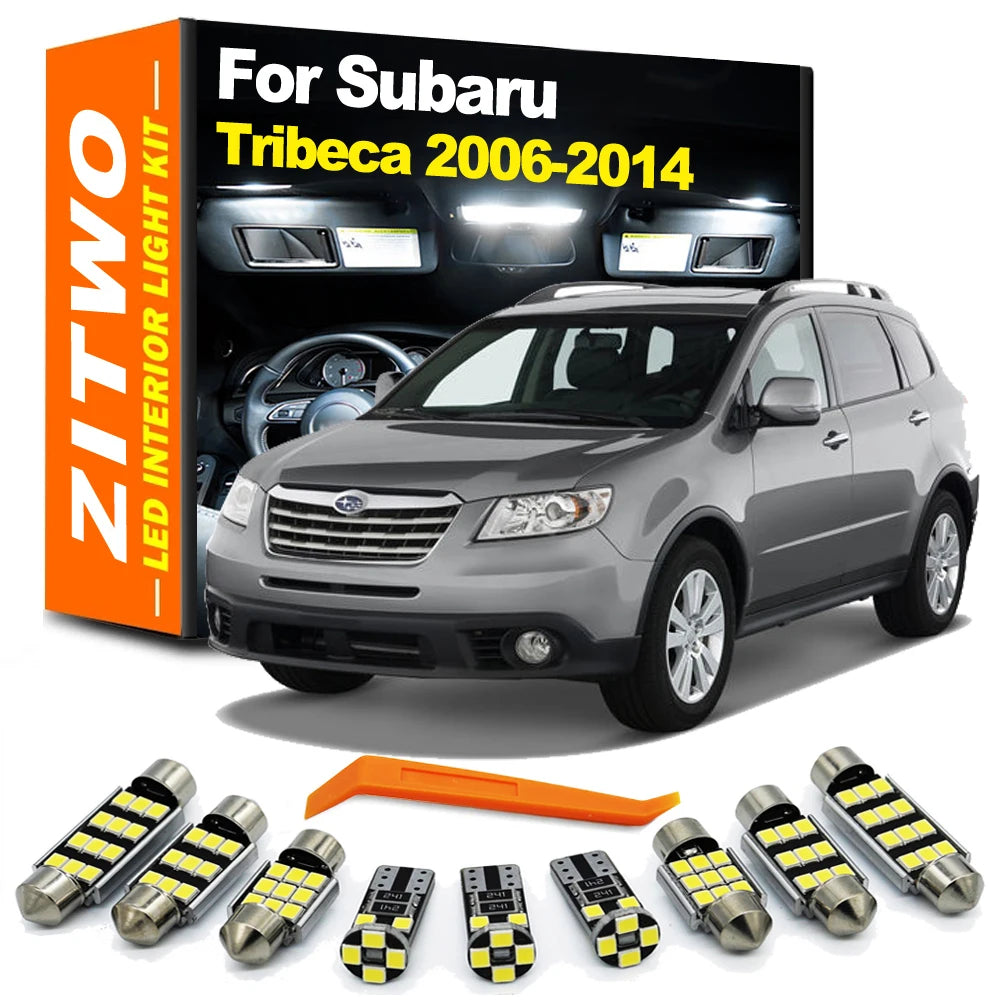 ZITWO 14Pcs LED Interior Dome Door Plate Light Kit For Subaru Tribeca 2006 2007 2008 2009 2010 2011 2012 2013 2014 Accessories