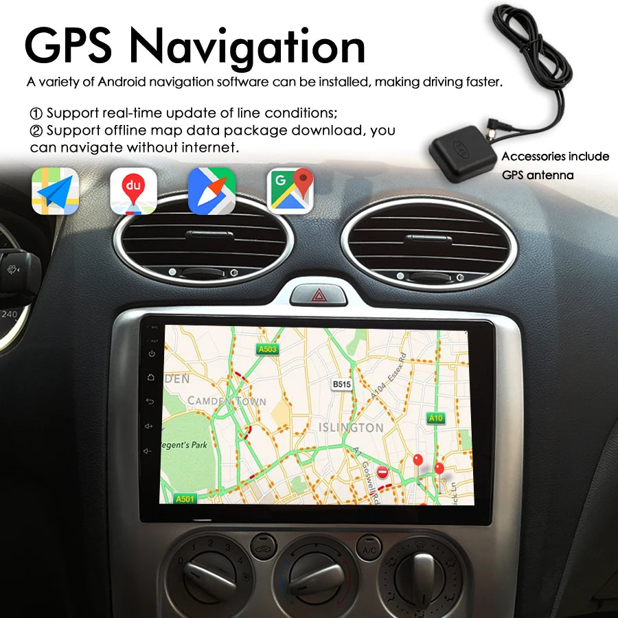 For Ford Focus 2 Mk2 2009 2010 8+128GB AI Voice CarPlay Car Radio GPS Navigation Android 1 | AUTOKITSHOP