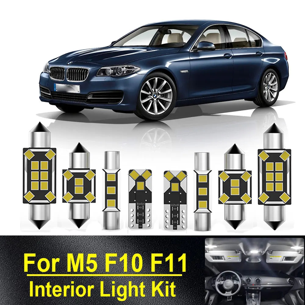 21-Piece LED Interior Light Kit for BMW 5 series M5 F10 F11 Sedan Touring - Canbus Error-Free Bulbs | AUTOKITSHOP