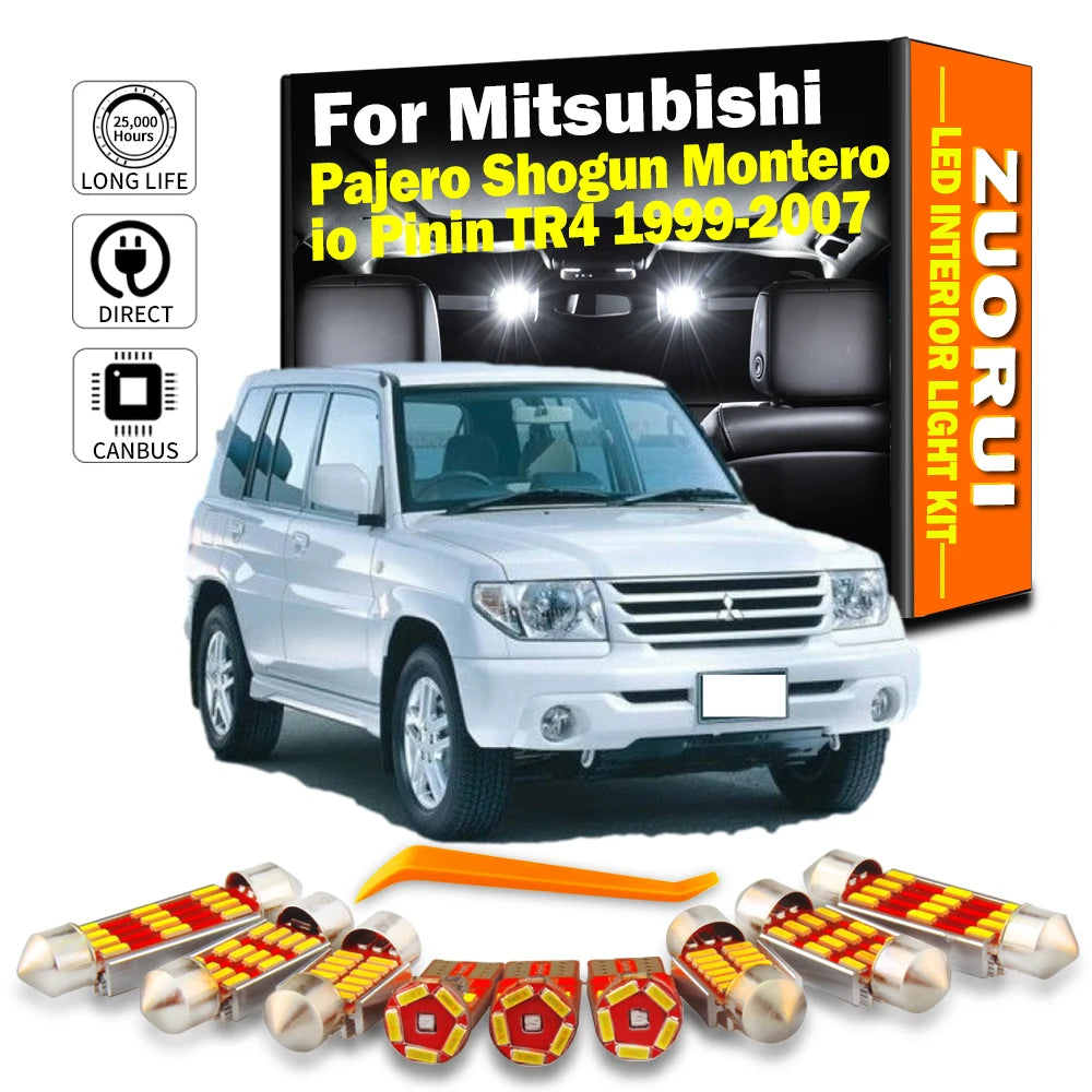 11-Piece LED Interior Light Kit for Mitsubishi Pajero Shogun Montero io Pinin TR4 1999-2006 - Canbus Dome Map Door Tr...