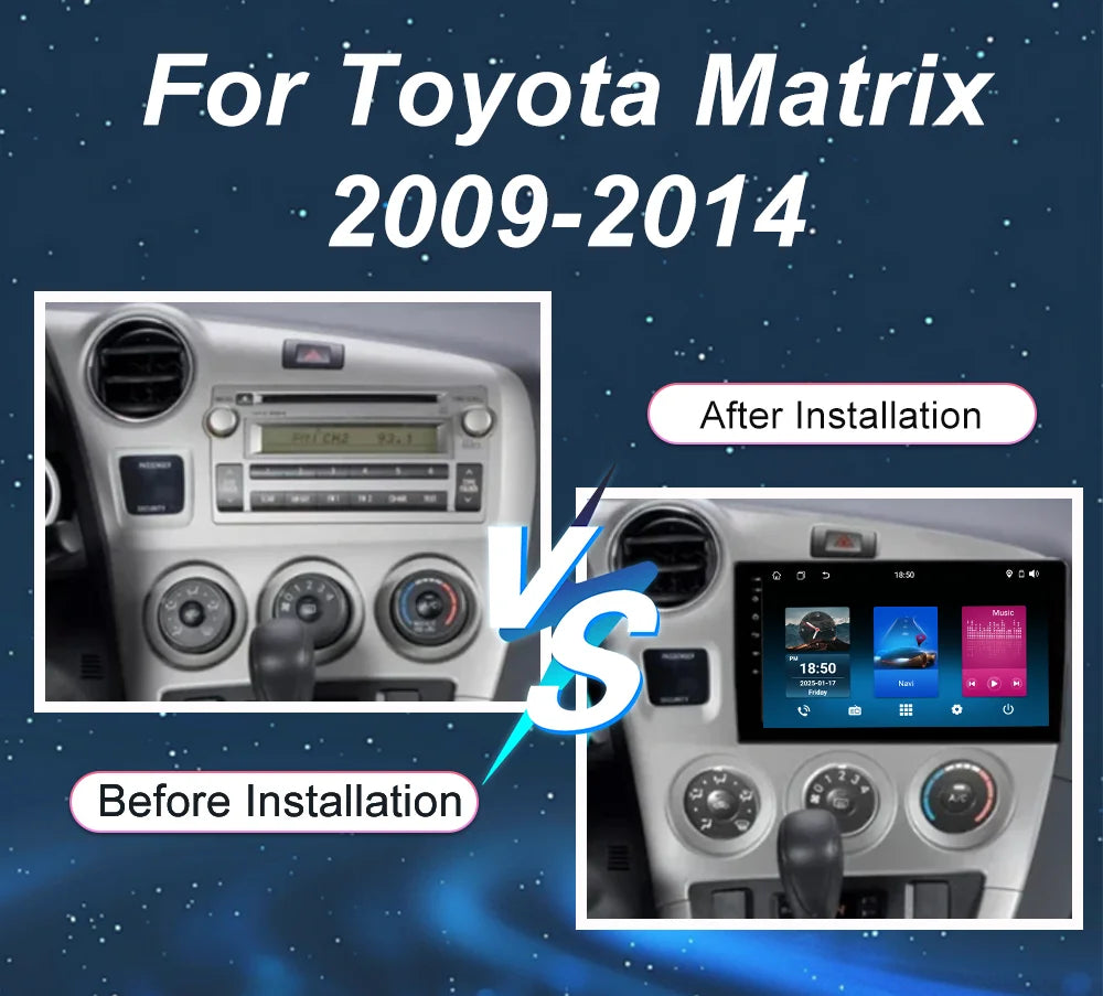 Android 15 For Toyota Matrix 2009-2014 Auto Radio Stereo carplay Multimidia Video Navigati