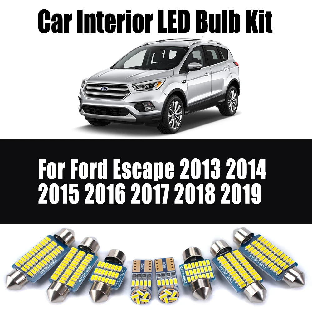 9-Piece LED Interior Light Kit for Ford Escape 2013 - 2017 - Canbus Dome Map Door Trunk Bulbs | AUTOKITSHOP