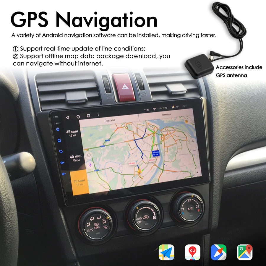 Car Radio GPS Navigation For Subaru Forester SJ 2012 - 2015 Android 14 AI Voice Multimedia