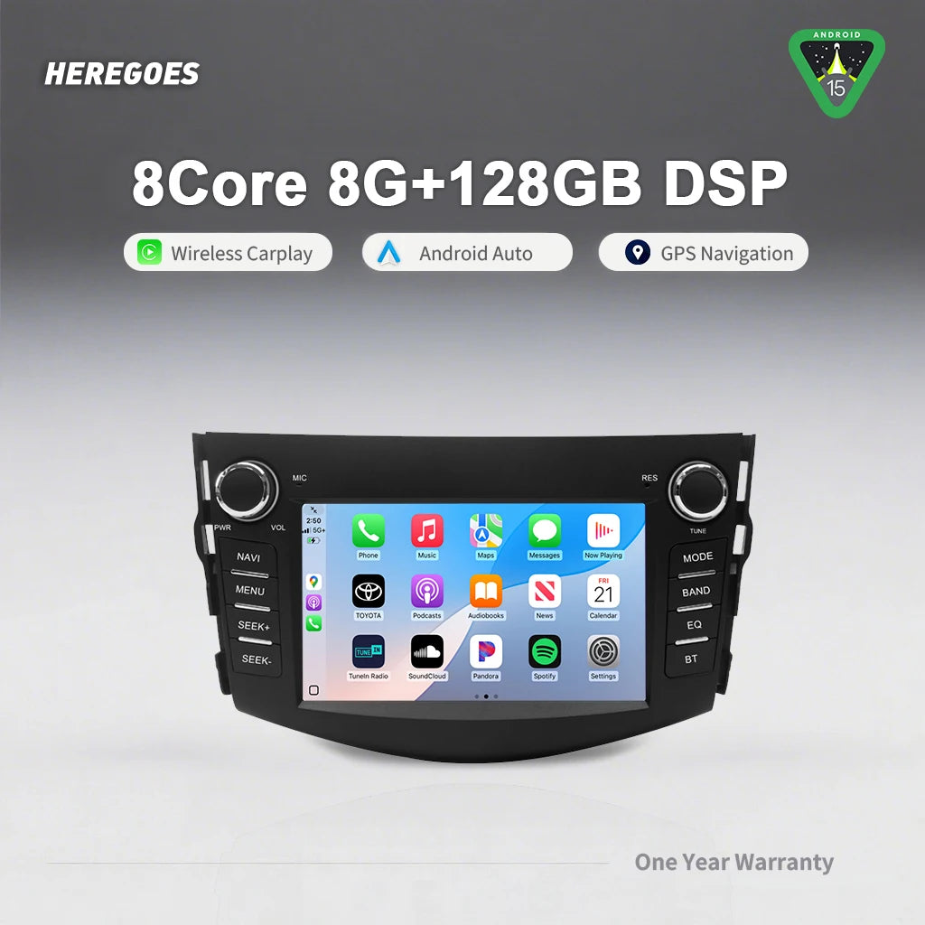 12.3" Car Radio GPS Android 15 Multimedia Player for Toyota RAV4 2006-2012 - 8G 128G WiFi Bluetooth Autoradio Stereo