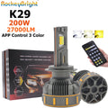 200W 27000LM K29 APP Control Tri Color Yellow White 3000k 4300k 6000k Flash H7 LED Headlig