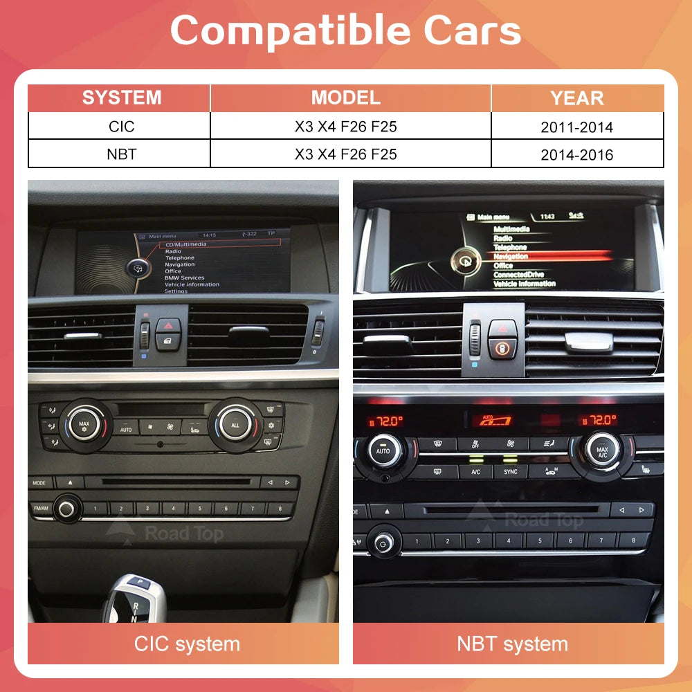 1920*720 Wireless Carplay Android Auto Car Multimedia Player For BMW X3 X4 F25 F26 CIC NBT | AUTOKITSHOP