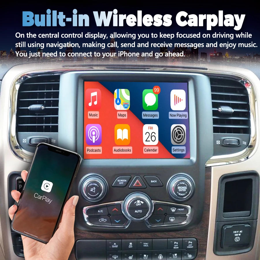 8.4" Android Smart Caplay Screen Car Radio For Dodge RAM 1500 2500 3500 2013-2018 Stereo M