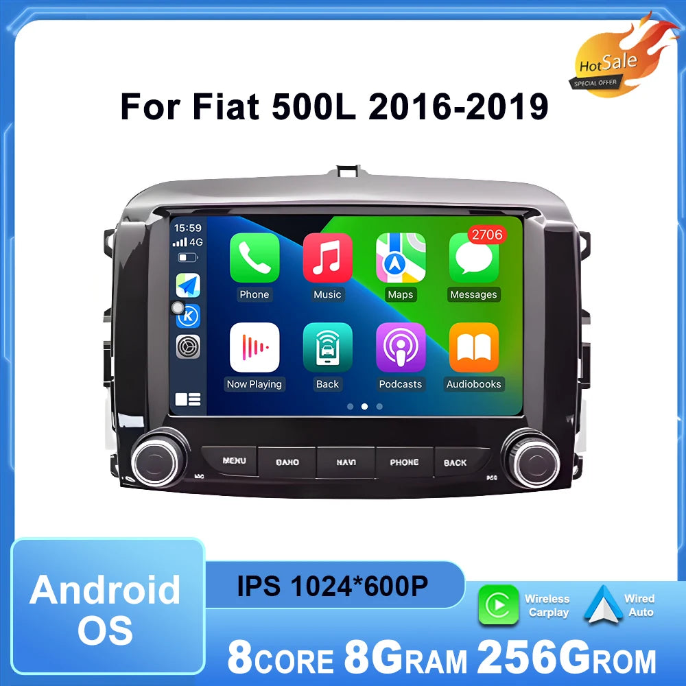 Android OS Touch Screen for Fiat 500L 2016-2019 Car Radio Multimedia Player Wireless Carpl