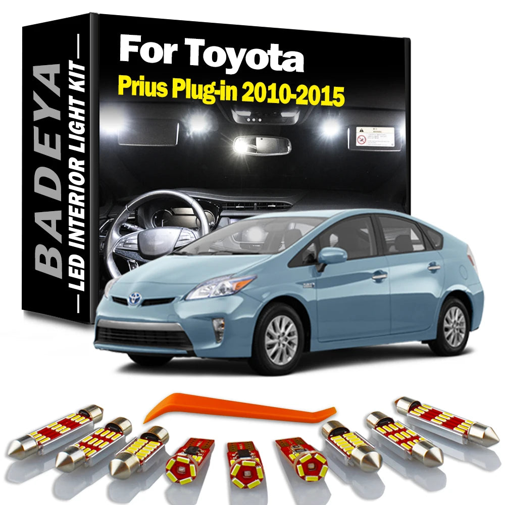 BADEYA 12Pcs Vehicle LED Interior Map Dome Light Kit For Toyota Prius Plug-in 2010 2011 20