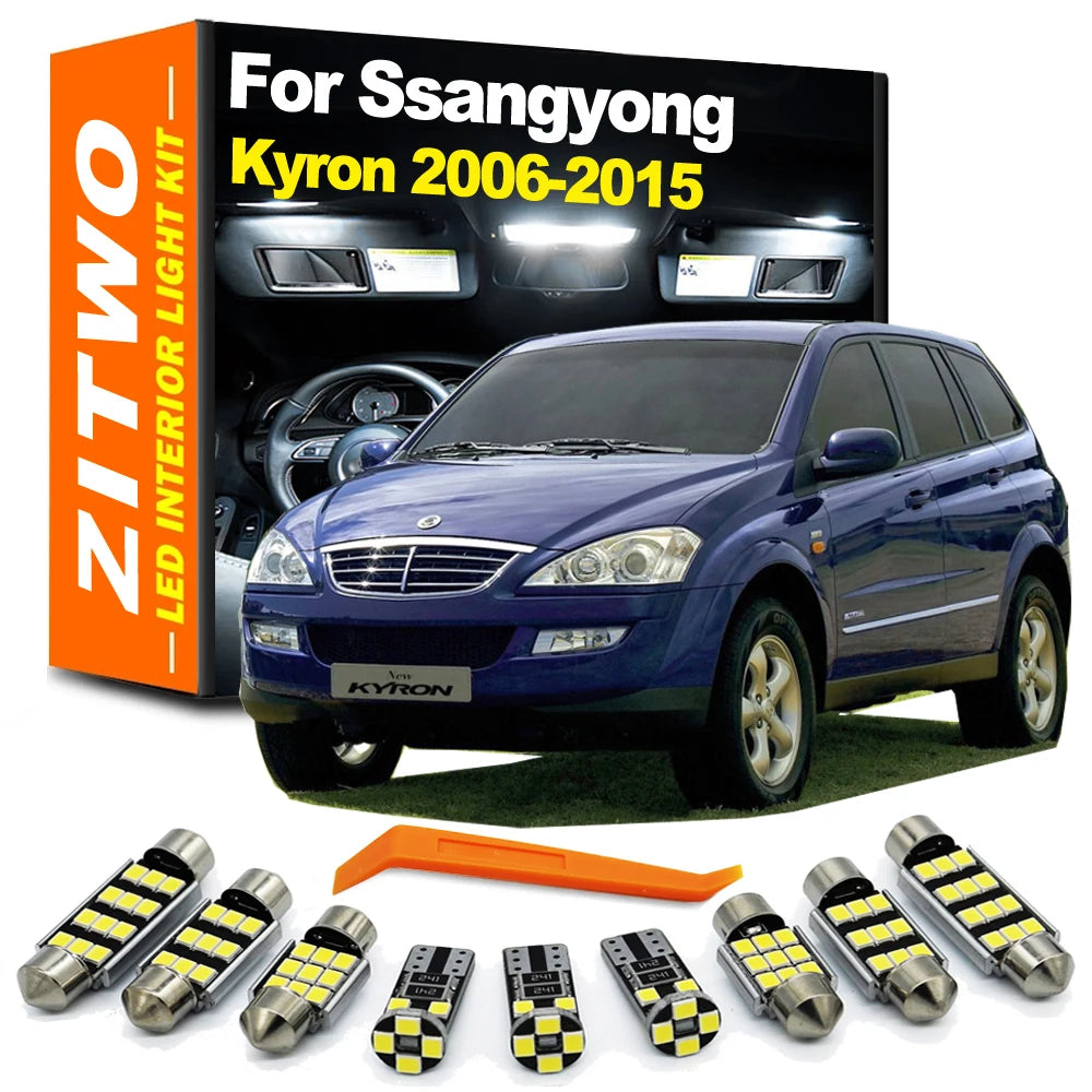 ZITWO 10Pcs LED Bulb Interior Light License Plate Lamp Kit For Ssangyong Kyron 2006- 2010 2011 2012 2013 2014 2015 Accessories