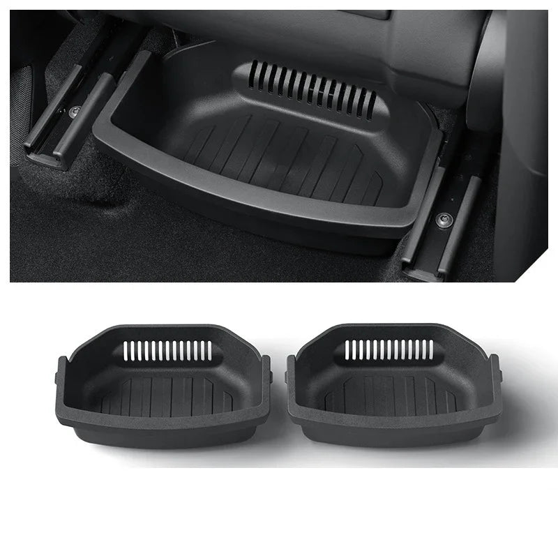 TPE Under Seat Storage Box Drawer For Tesla 2026 Model YL 6-Seat Front Rear Seat Lower Organizer - Automotive LED Light