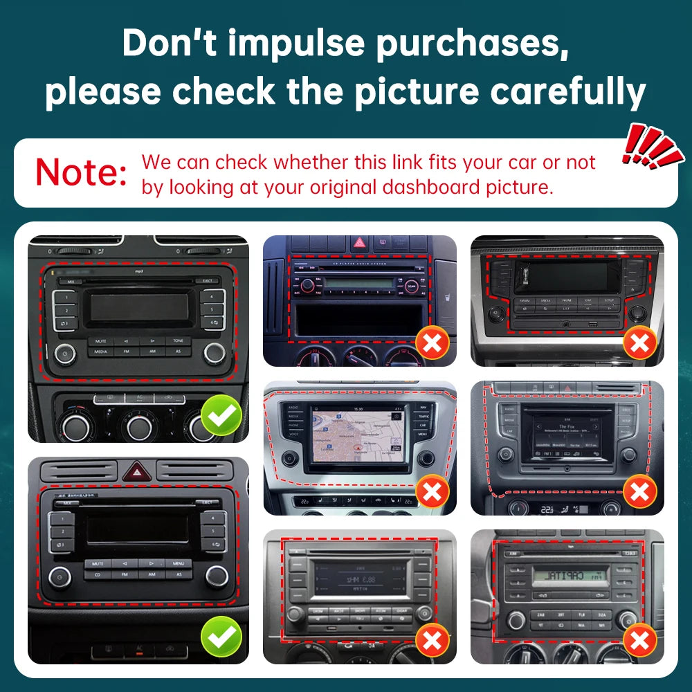 DE Car Radio RoadTop 7" HD Wireless CarPlay Android Auto Stereo Audio For Volkswagen Seat