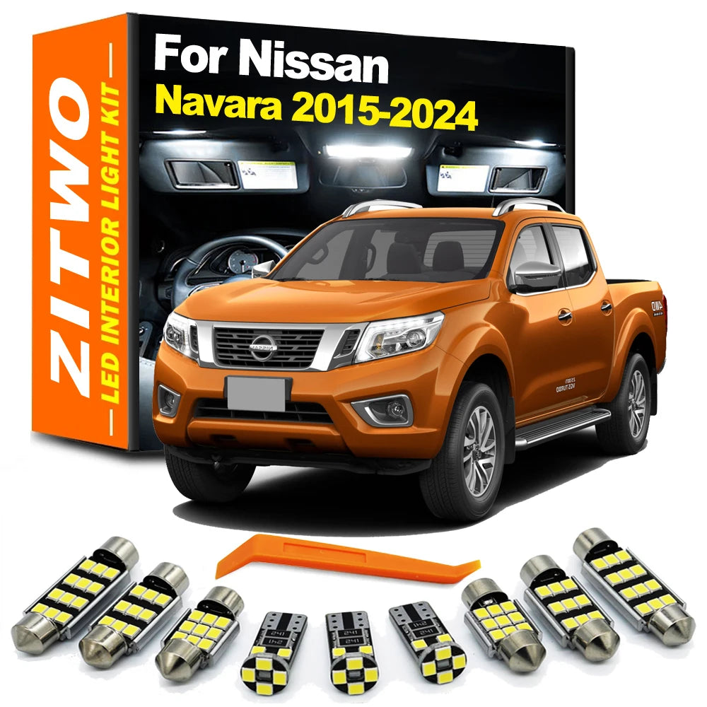 ZITWO 7Pcs LED Interior Door Light License Plate Bulb Kit For Nissan Navara 2015 2016 2017 2018 2019 2020 2021 2022 2023 2024