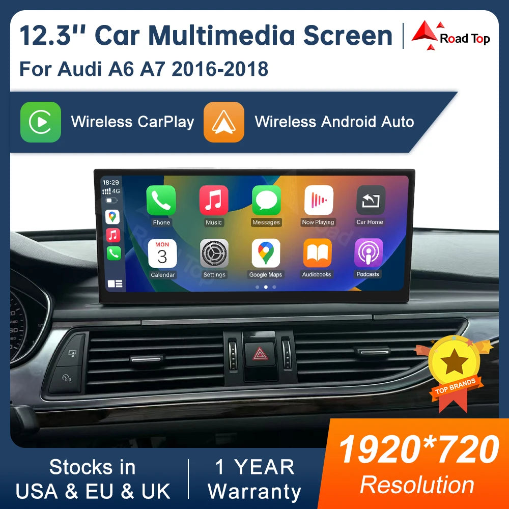 12. 3 Inch Touch Screen For Audi A6 A7 2016-2018 Airplay Miracast Function Multimedia Disp | AUTOKITSHOP
