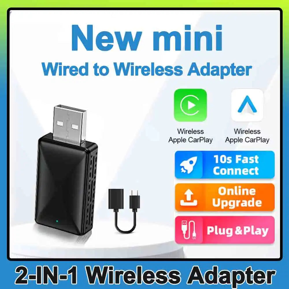 Wireless CarPlay Android Auto Wireless Adapter Smart Mini Box Plug And Play WiFi Fast Conn