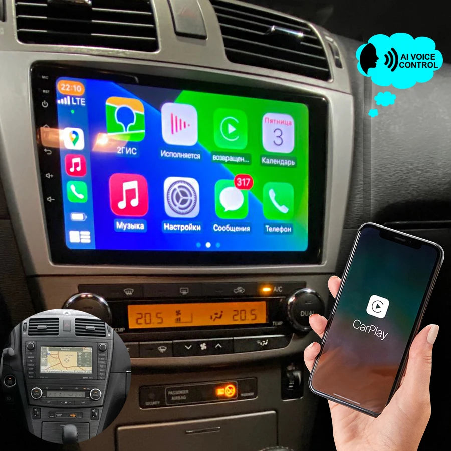 Big Screen AI Voice Android 14 Car Video Player Radio Upgrade for Toyota Avensis 2008 - 20