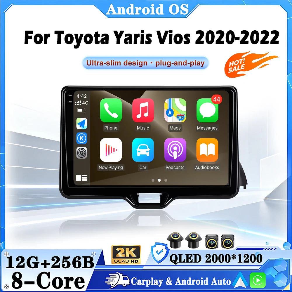 Android OS For Toyota Yaris Vios 2020 2021 2022 4G WIFI Car stereo Radio multimedia WiFi W