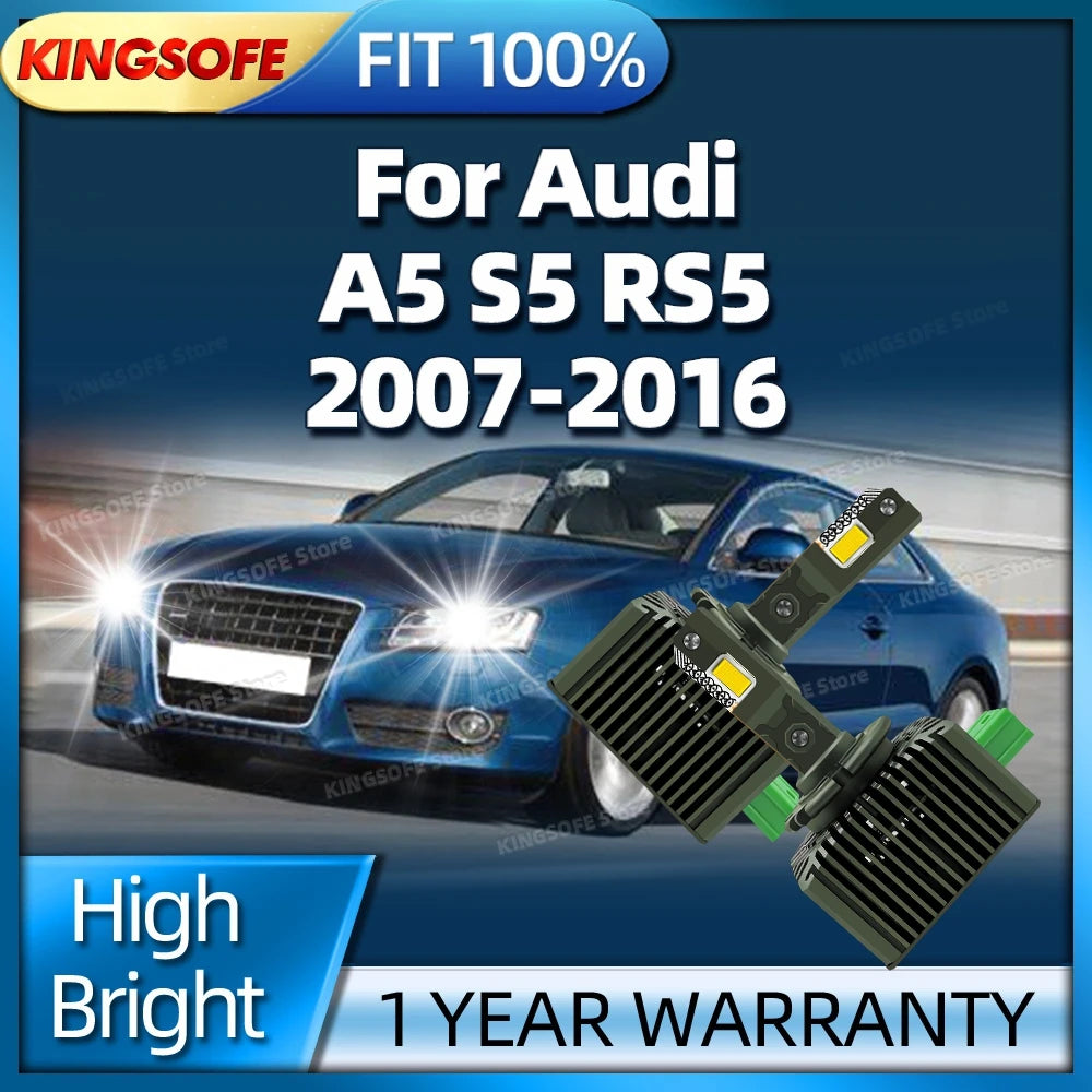 LED Headlight HID 50000LM Car Light Turbo Lamp Canbus 6000K For Audi A5 S5 RS5 2007 2008 2
