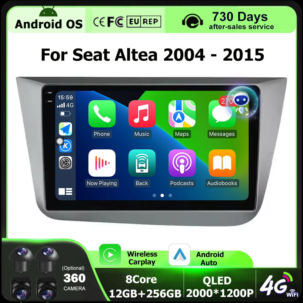 Android 16 Auto For Seat Altea XL 2004 - 2015 Toledo 5P 3 2004-2009 LHD Car Radio Multimed