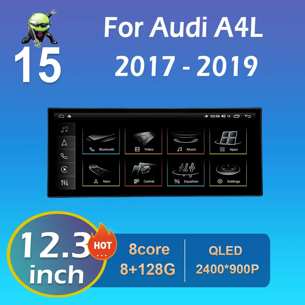 GPS Navigation Wireless Carplay for Audi A4L 2017 2018 2019 DSP Stereo 12.3-inch Android T | AUTOKITSHOP