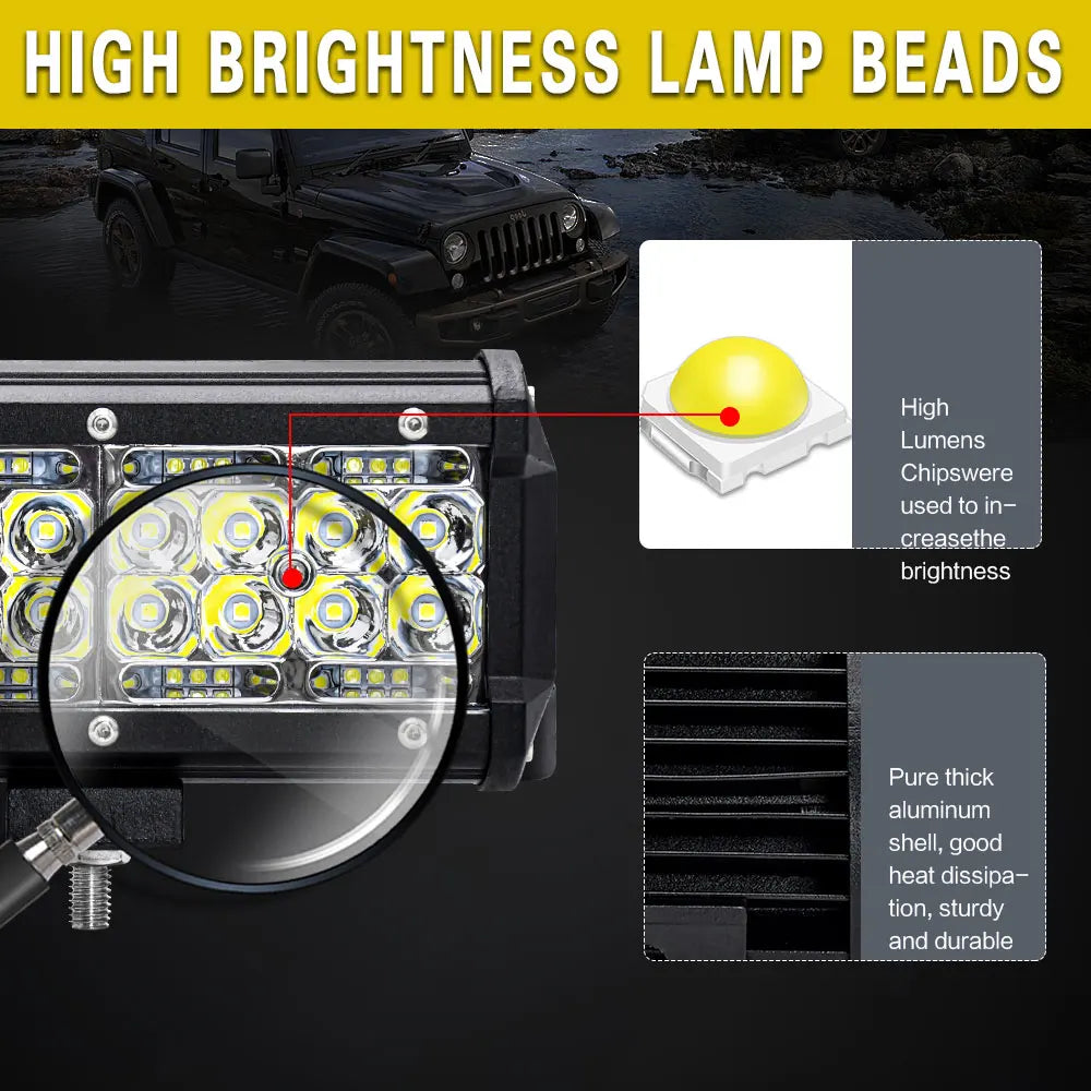 7inch 180W Led Work Light Bar 7'' for Tractor Boat Off-Road Truck Suv Atv Spot Flood Combo
