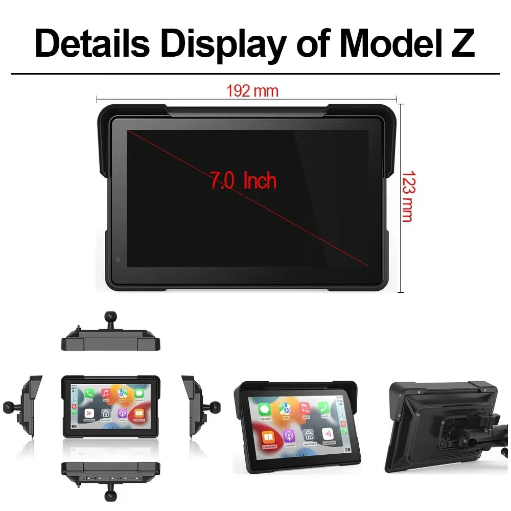 Motorcycle Carplay Water Proof WiFi Wireless Android-Auto DVR Monitor Dash Camera GPS Navi