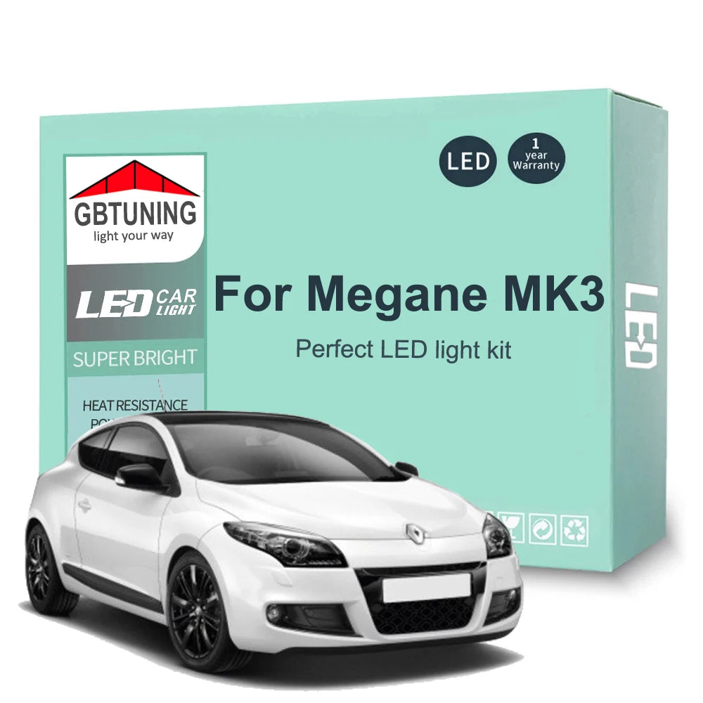 LED Interior Light Kit for Renault Megane 3 III MK3 Hatchback Estate Grandtour Coupe 2009-2015 - Canbus Dome Map Door...