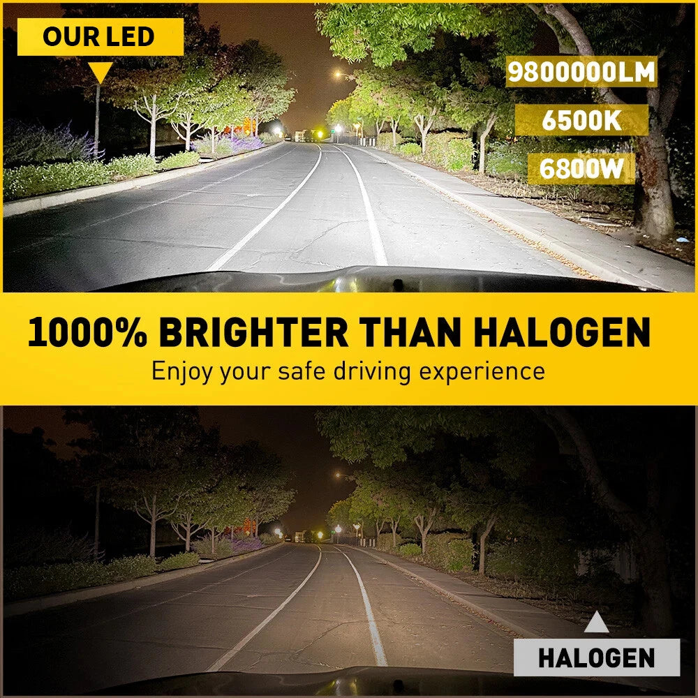 9800000LM Mini H7 LED Headlight Bulb Wireless 6800W CSP for Car Headlamp Auto Diode Lamps