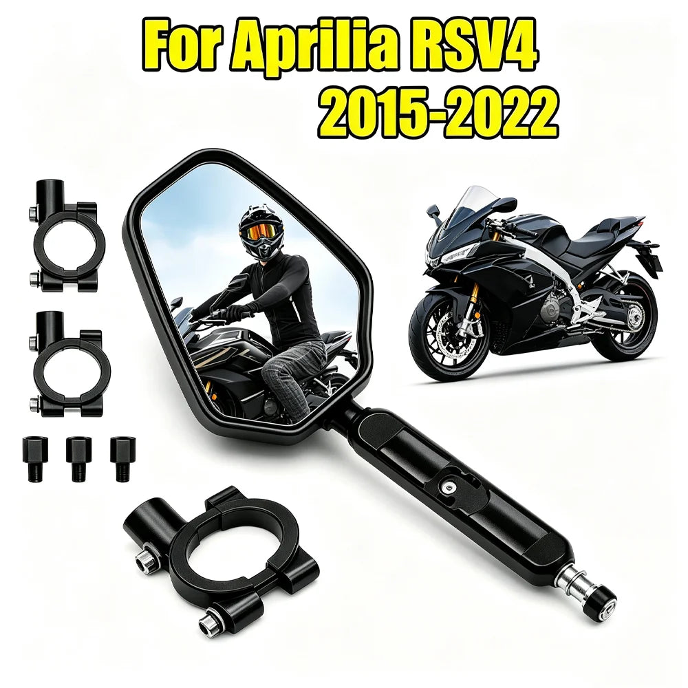 Folding Motorcycle Rearview Mirrors Off Road Adv Wide Side Mirror 360° Adjustable With Scr