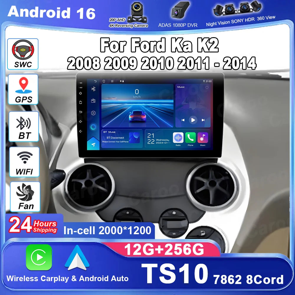 Android 16 For Ford Ka K2 2008 2009 2010 2011 - 2014 Car Multimedia Player Radio Video Ste