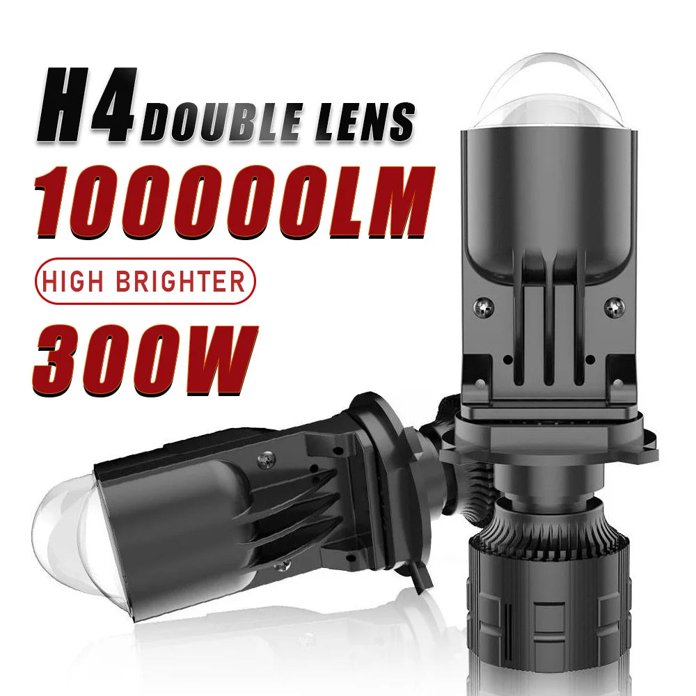 H4 Dual Projector Lens LED Headlight For Car Motorcycle 100000LM Canbus Auto Mini Lens Lam