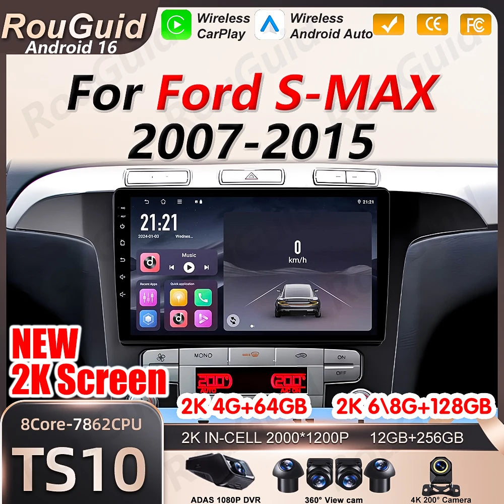 Android 16 Auto Car Radio For Ford S Max S-MAX 2007 -2015 GPS Navigation Multimedia Video  | AUTOKITSHOP