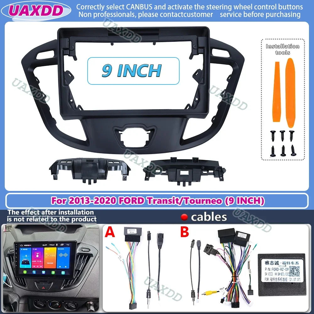 9Inch For FORD TRANSIT TOURNEO 2013-2020 Car Radio Stereo Android GPS MP5 Player Casing Fr