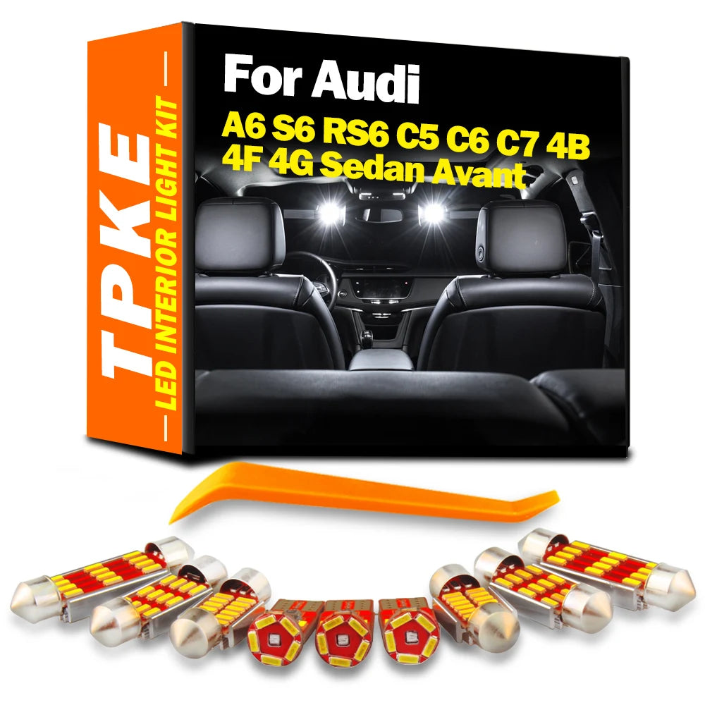 LED Interior Light Kit for Audi A6 S6 RS6 C5 C6 C7 4B 4F 4G Sedan Avant LED Interior Map Dome Trunk Door Light Kit Si...