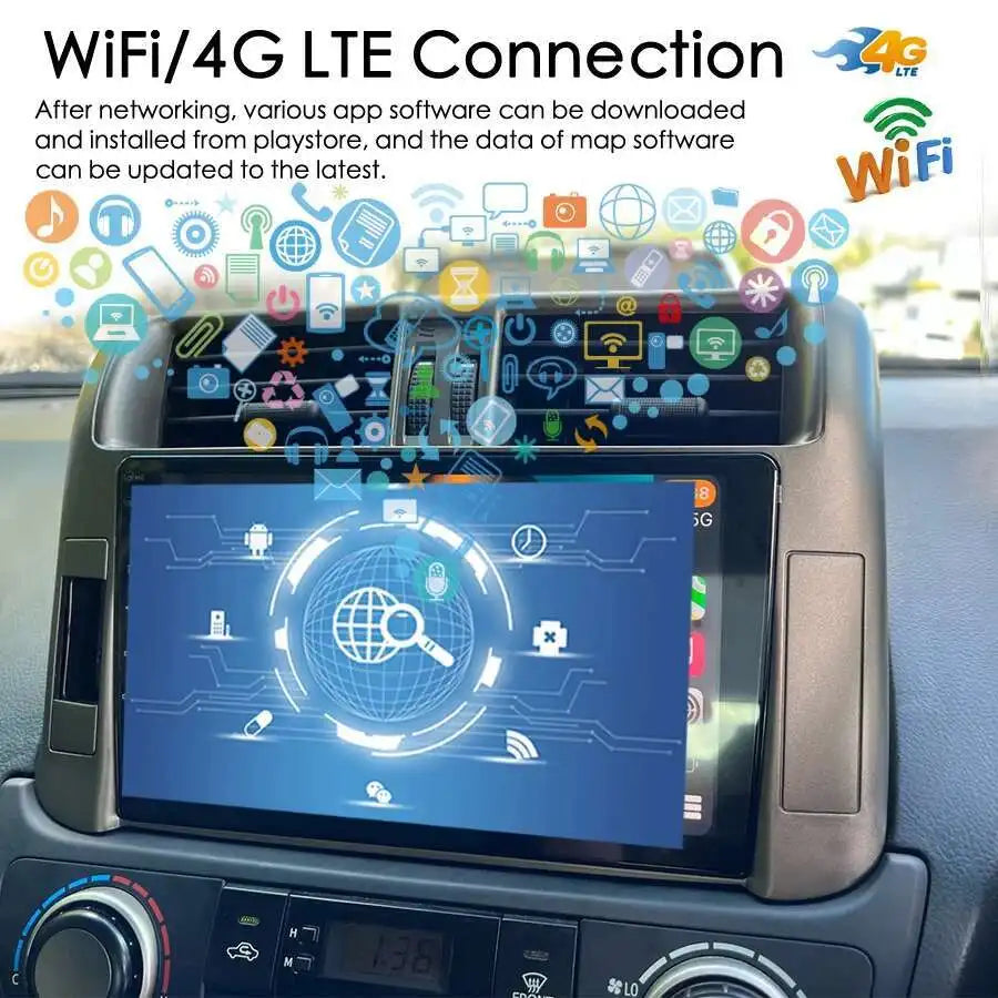 360 Camera Carplay Android 15 Car Multimedia Player For Toyota land cruiser prado 150 2010