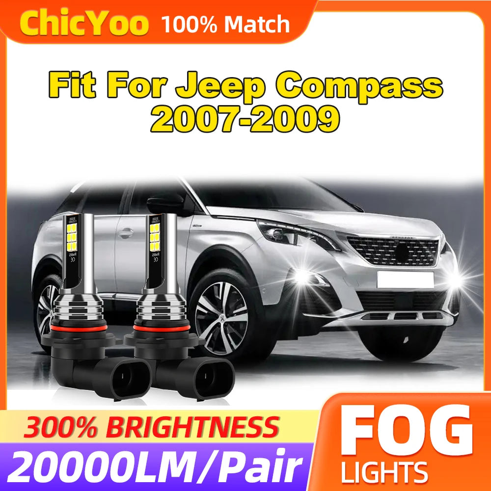 Fit For Jeep Compass 2007 2008 2009 60W Auto Fog Lights 20000LM Super Bright Car Fog Lamps