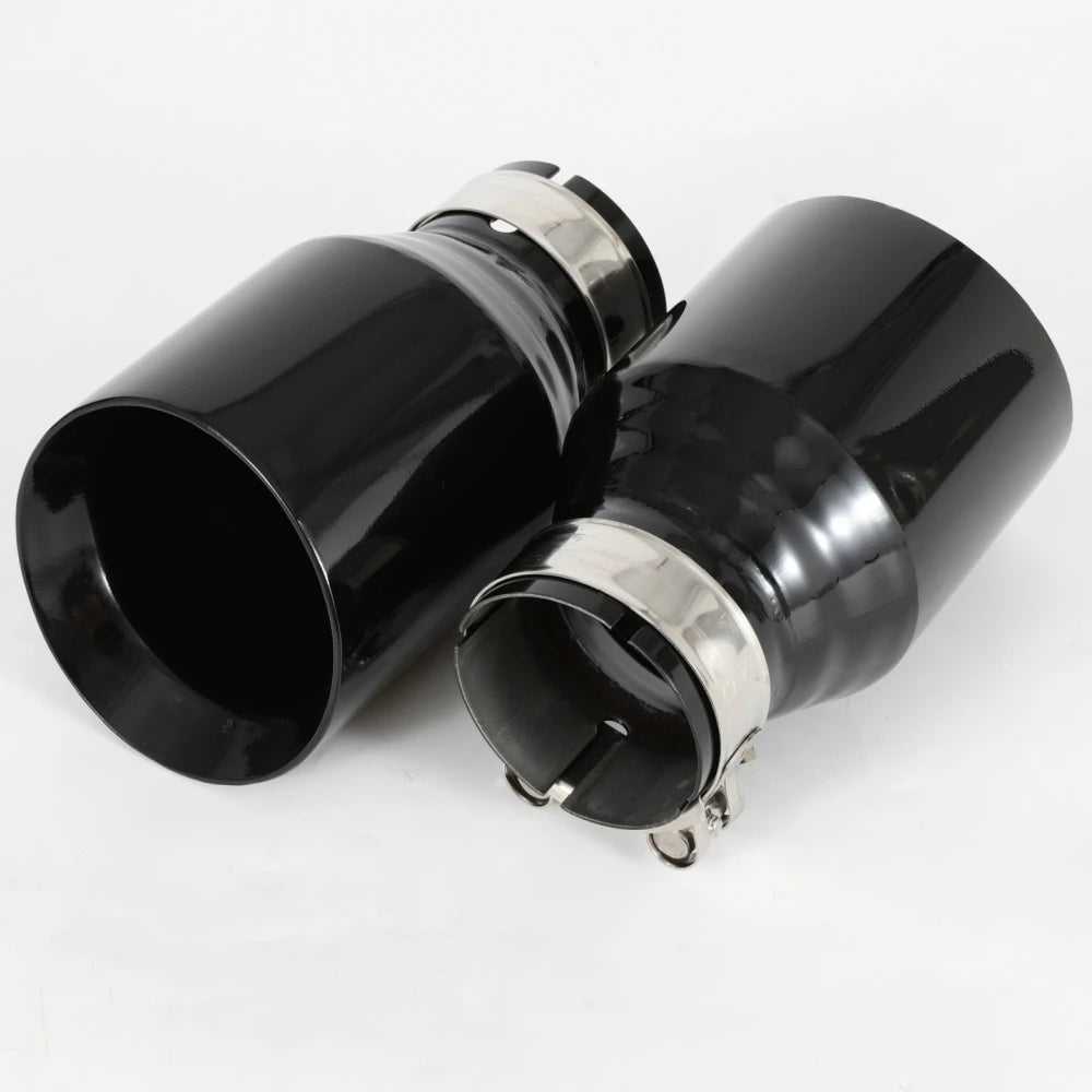 1 PC Car Modified Stainless Steel Glossy Black Exhaust Pipe Universal Bevel Edeg Shiny Muffler T - Automotive LED Light