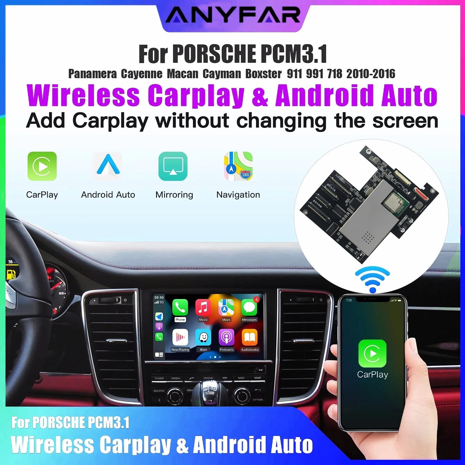 Wireless Carplay Android auto Module For Porsche PCM3.1 Panamera Cayenne Cayman Macan Boxs | AUTOKITSHOP