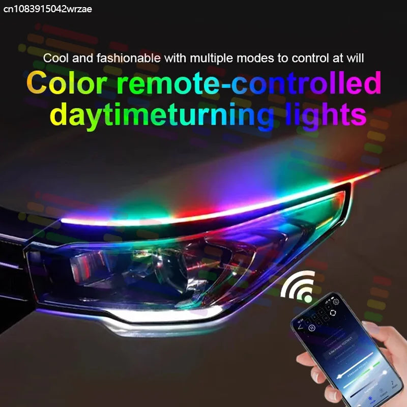 1 Set Flexible LED Strip DRL Daytime Running Light Waterproof Sequential Flow Headlight Sw | AUTOKITSHOP