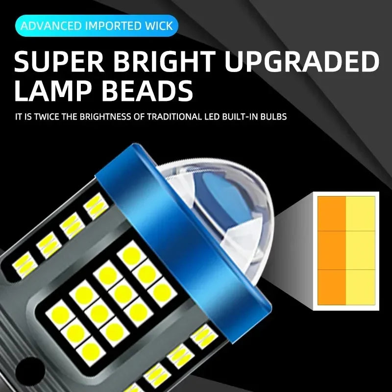 H4 BA20D H6 LED Motorcycle Headlight CSP Dual Color White Yellow Hi Lo Beam Lens Fog Lamp