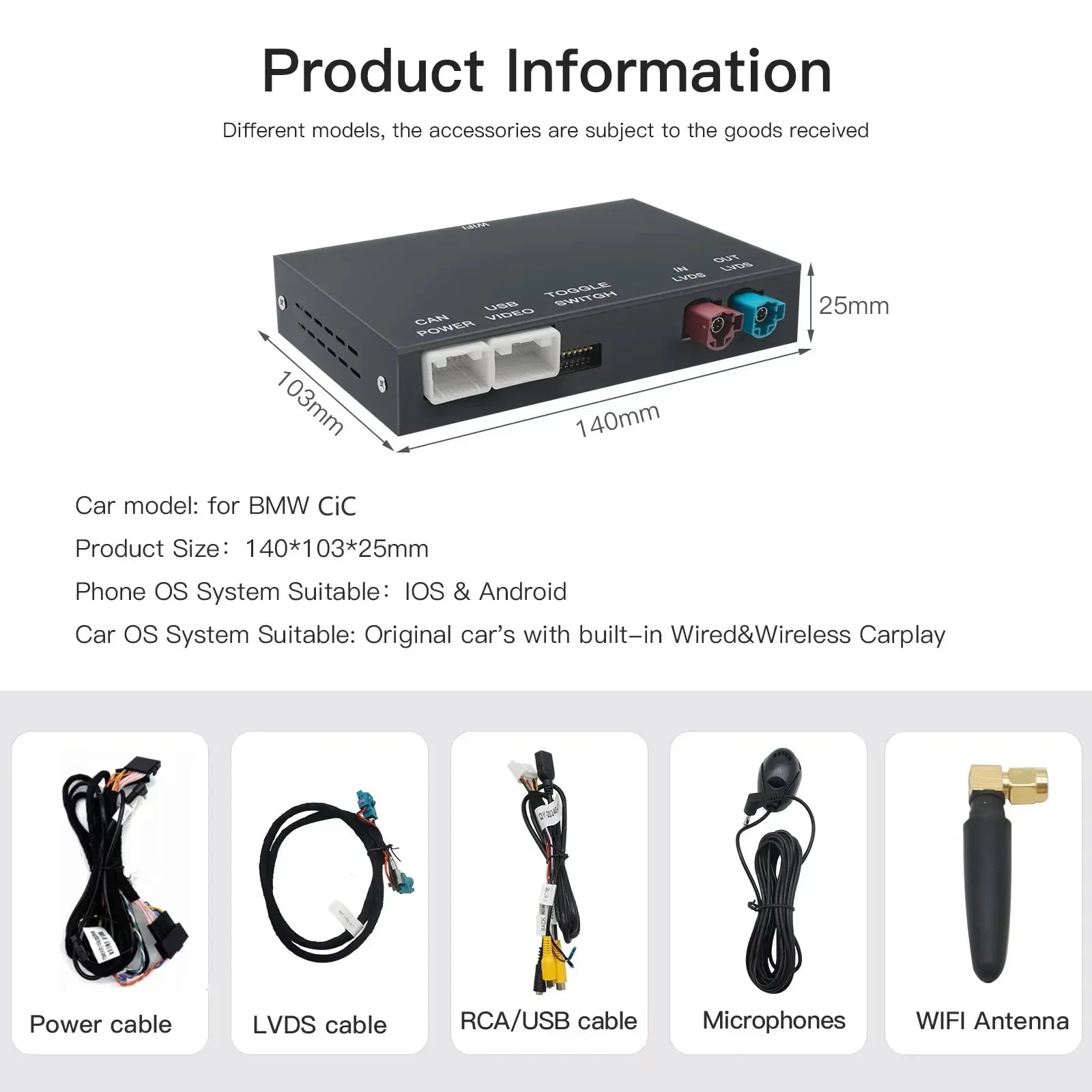 Wireless Carplay Interface Android Auto Module GPS For BMW MINI CIC NBT R55 R56 R57 R58 R5 | AUTOKITSHOP