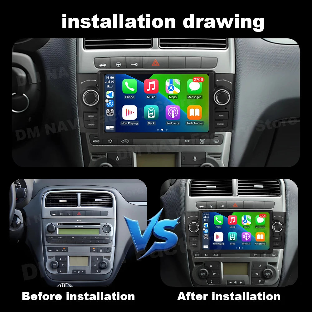 Carplay Android Auto for Fiat Grande Punto Linea 2007-2012 Car Radio Multimedia Player GPS